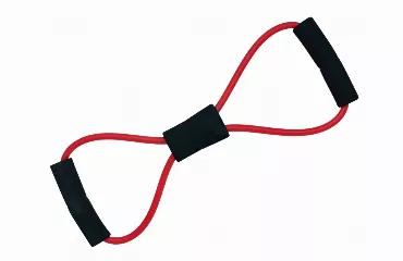 <p>This figure 8 resistance band is an easy-to-use fitness accessory for working out your upper and lower body. The figure 8 design has two loops to make exercises like chest flys, leg lifts, and back rows easier. It's perfect for two-arm exercises and can also be wrapped over a sturdy object to work one side at a time, or to stretch out your arms, back and shoulders. The shape means you don't have to worry about looping or tying a long resistance band to shorten it. Made with strong and durable