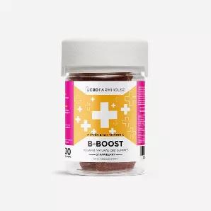 B-Boost Gummies are an amazing energy boosting gummy that's fortified with over 40,000% of your daily recommended of Vitamin B-12. In order to counterbalance what would otherwise be an overwhelming amount of energy from the B-12, our gummies also contain 30mg of CBD per piece leading to a balanced energy boost that lasts for 4-8 hours. As an added benefit, there is a 50mg dose of Vitamin C to make this gummy the perfect way to start your day