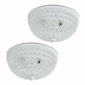 Length: 13.00
Width: 13.00
Height: 6.50
Luxury at its finest.  This 2 light round crystal flush mount is the perfect accent piece for any room in your home.  Elegant crystals are showcased on the flawless white base for a simple but glamourous look!  This flush mount will compliment both contemporary and modern decor.  