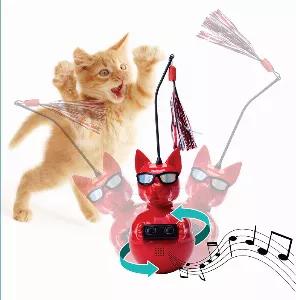 <b>DJ Whiskerz(TM)</b> is the boombox your cat never knew they wanted! <p> Wirelessly stream your favorite tunes and playlists though DJ Whiskerz(TM) and watch your cat dance to the beat. Great for entertaining multiple cats! <p>Hip-Hop, Pop, Opera, Country... DJ Whiskerz(TM) can play it all. Connect your phone, tablet, computer, or other wireless device to DJ Whiskerz and he will play whatever your heart desires. <p><b>DJ Whiskerz(TM)</b> measures 4" x 4" x 6.5" from base to the tip of his ears