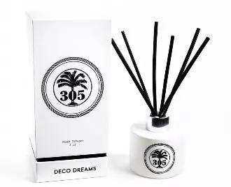 Welcome to 305 Candles. We are a team of locals that love our city so much that we wanted to share it with the world. We aim to make our customers smile by captivating their senses with unique scents that are inspired by the beautiful city of Miami Beach. <br>

Deco Dreams transports you to a tropical paradise. The fruity mandarin, honeydew and coriander notes will keep you relaxed and feeling upbeat.<br>

Size: 3.0oz Glass Luxury Reed Diffuser<br>
Ingredients: Alcohol free oils<br>
Burn Time: ~