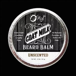 As an excellent unscented leave-in conditioner for grizzly whiskers O My! moisturizes and conditions while helping you to look your absolute best. <br>  Beeswax helps to build a protective barrier around hair follicles to eliminate breakage. <br>  Minerals vitamins and proteins from our farm-fresh goat milk puts O My! Goat Milk Beard Balm at the top of your beard grooming must-have list. <Br>  All Natural Ingredients Beeswax Shea Butter Argon Oil Jojoba Oil Goat Milk. 