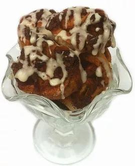 One of our favorite items is our Apple Cinnamon Roll Overs. Our take on a cinnamon bun. Each box holds 15 treats that are 2 inches in size. Each box is sealed with a bow. They smell AMAZING!