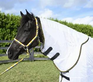 Perfect for matchingOurs Gatsby Cool-Mesh Fly Sheet. Providing the horse with an effective barrier to flies and bugs whilst still allowing air flow. The very lightweight material reflective fabric helps guard against sun bleach with an improved neck design that fits securely and comfortably<br><br>Sizes: Small (57"-60"), Medium (63"-69"), Large (72"-78") and X-Large (81"-84")