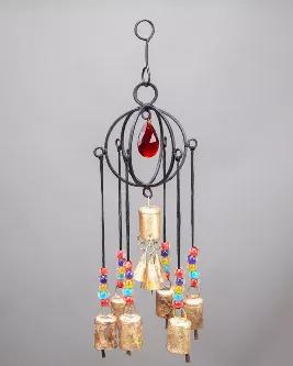 <p>These large chime hanging are sure to make a fantastic addition to your home decor adding a lot of color in any given room, and spreading a very positive and joyous vibe.</p><p>It's handmade by the artisans using metal scraps, and thus it is very sustainable. Many of our customers love to use it as a decorative wall hanging.</p><p>SIZE:</p><p>Height: 13"</p><p>Width:9"</p><p>Drop:4"</p><p>Material:	Iron with Tin Bells</p>