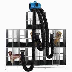 <p>
</p><p>The XPOWER X-430TF Cage Dryer with 430MDK Multi-Cage Drying Hose Kit is perfect for busy grooming shops that book too many coated dogs, which require high air volume and hands-free equipment for the most efficient drying. Featuring a brushless low maintenance motor; this dryer is lightweight, quiet, and powerful--producing up to 2000 CFM heat-free airflow directly from the machine. This dryer is packed with convenient features such as a 3-speed control, an optional 3-hour timer, safe 