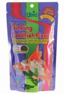 Hikari Sinking Goldfish Excel is a baby-sized, sinking pellet formula for goldfish! It offers superior color enhancing, helping your fish look their best. Reduce the chances of your goldfish swallowing air during feeding and minimize digestion issues!