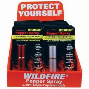 12 WildFire 1.4% MC Mixed Lipstick spray (2 Black, 2 Silver, 2 Red, 3 Pink, 3 Blue) with Counter Display