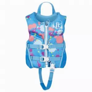 The Full Throttle Child Life Jacket Rapid-Dry features Rapid-Dry technology which is lightweight and quick-drying with a four-way stretch with a soft feel. It is environmentally friendly and does not contain any VOCs. It also contains Flex-Back technology which is an improved fit allowing for freedom of movement when twisting and turing during water sports activities.