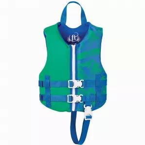The Full Throttle Rapid-Dry child vest features wide armholes to allow for freedom of movement for many fun hours on the water. The bright colors are stylish and provide better visibility on the water. The "Rapid Dry" fabric is quick-drying, stretchable, and lightweight not only providing comfort, but offers greater mobility for today's active child. The life jacket includes a leg strap and grab strap for quick recovery. It fits children 30-50 lbs. and is U.S. Coast Guard Approved.