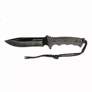 Coated 7Cr17 high carbon stainless steel blade and a ballistic nylon sheath with extra cord, let you trust your situation to your knife.  The micarta handle stays grip ready even when wet.  6.4'' drop point blade.  12'' OAL and a heavy duty 1 lb. 7 oz.