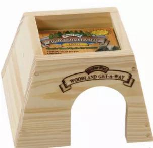 Woodland Get-A-Ways are classic, natural solid-wood hide-outs for small animals. Constructed from quality pine timber, these fun hideaways provide pets with a natural sense of security. Provides a nesting, hiding and chewing feature for your pets.