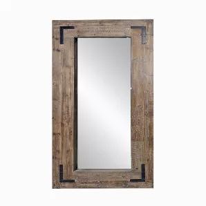 Length: 2
Width: 35
Height: 75
This leaning mirrors are the latest trend in home decor. Perfect as a dressing mirror or for the entryway of your home; It's a must have for a great and awesome home / office gym. Beautiful frame features a natural, reclaimed wood finish with black metal corner accents. It is the kind of mirror you'll be looking for to complement with the overall design of the space!