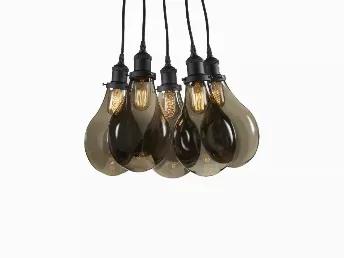 Length: 18
Width: 18
Height: 14
Five bulbs enclosed in tear drop shaped globes held closely together makes this hanging pendant light an eye catching piece. Each bulb hangs from the ceiling via a black cord and refreshes your home with so much unique style. Industrial and cool, the black and ember finish is perfect for modern design and will uplift your space. Dimensions: 18" X 18" X 14".