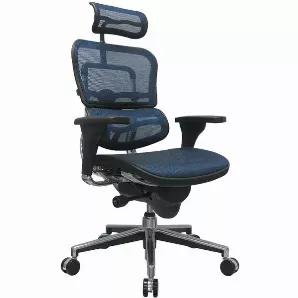 Length: 29
Width: 26.5
Height: 46
This modern office chair gives you absolute control of your seating position with adjustable seat, back angle, arms, height, depth and tilt mechanisms. Now you can work long hours without any form of discomfort; simply set it to a position that feels natural for you. The fully padded seat and back gives you the best cushioning effect, while the caster wheels provide mobility. Its superb leather upholstery and blue finish creates a bold, professional look in y