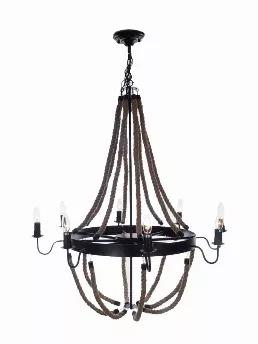 Length: 35.5
Width: 35.5
Height: 47
Get the trending rustic look in the comfort of your home! This Flame-less Candle Chandelier mixes modern with medieval and is the perfect way to make a statement without overpowering your space. Additionally, you can get the look you want while maintaining a safe home since it is flame-less. All lamps come with a wire that can be plugged in or hardwired. Light bulbs not included. Material: Iron and hemp rope Type of bulb base: E14 Maxed Watts: 40W Number of