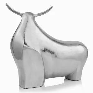 Length: 21 Width: 7 Height: 19.5 With this remarkable and beautiful rough silver abstract bull sculpture, you'll be what everyone talks about. Your style will be up-to-the-minute and chic. This rough silver abstract bull sculpture is a high quality item, which will finalize the appealing look of your rooms. With this outstanding rough silver abstract bull sculpture, you'll leave a lasting impression on everyone who sees it, while also creating a refined effect on your rooms. It's an ideal additi