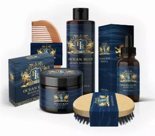Luxury Beard Grooming Kit for Men (6 Piece) | All-Natural Care Set | Includes Conditioning Oil, leave in conditioning Balm, Beard Wash, Beard & Face Soap, Boar Bristle Brush & Comb | Mens Shaving Kit. 60ml (2oz) beard oil bottle, 50g beard balm, and 150ml beard wash. Premium, masterfully-blended carrier and essential oils. Cruelty-free; never tested on animals.