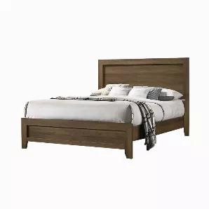 Add a transitional flair to your home with the inclusion of this sophisticated eastern king bed. Constructed from solid wood, composite wood and veneer, it features raised molded headboard and footboard, showcasing grain details. The low profile footboard is supported by chamfered legs, providing stability and durability.