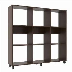 Depicting a clean lined geometric silhouette, this bookcase is sure to be the perfect fit for your office, study, den, or living room. Featuring nine open compartments to keep your books organized, it is supported on sturdy caster wheels, allowing you to easily move for cleaning or redecorating. Handcrafted from a premium quality composite wood frame in espresso brown finish, the subtle wood grain details impart a natural, elegant flair to it. Apart from your books, it offers a sophisticated spa