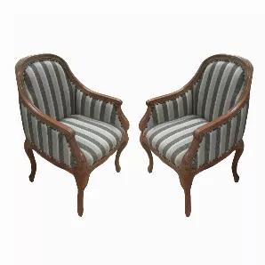 <p>Length: 27.00
Width: 25.25
Height: 37.50
Exuding a traditional style charm, this Arm Chair Set is sure to add a flair to the aesthetics of a living room, reading nook or any room of your choice. Distinguished by its Updated silhouette and rich woven fabic upholstery, the chair furnishes a relaxing retreat with a cushioned seat and a high backrest. The oxidized silver nailhead trim details gives it a unique look. Supported on cabriole legs, featuring a dark brown finish, the chair is crafted f