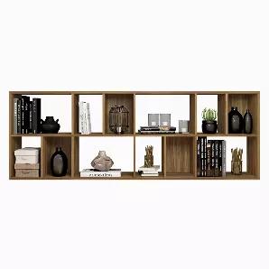 <p>Length: 26.00
Width: 69.40
Height: 11.70
</p><p>Flaunt your exotic decor items and at the same time keep your books organized by bringing in this Bookcase from the Valerie collection. Featuring replicated wood grain details for a nature-inspired appeal, it offers 12 shelves for storage necessities. Constructed sturdily from the amalgam of MDF and MDP for lasting durability, the honey brown finish accentuates its overall appeal. Exhibiting quality craftsmanship, this Bookcase can be placed bot