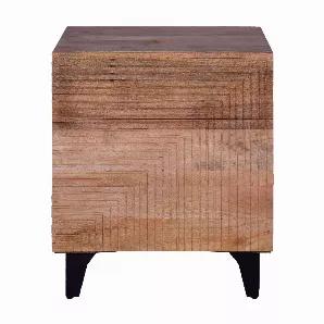 Length: 16.00 Width: 26.00 Height: 30.50 Length: 16.00 Width: 26.00 Height: 30.50 Keep your rooms organized and clutter free with this artistically crafted tall chest from our premier Kai collection that can also function as a nightstand or a side table. Featuring an embossed inlaid geometric design, this piece offers three smooth gliding drawers to keep your space organized. Handcrafted from a water resistant mango wood frame for lasting use, the stylish bracket iron legs add to the structural 