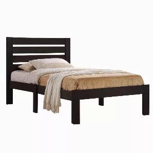 The Kenney bed creates a clean and casual look that will match any bedroom decor. Features wooden slatted headboard, low profile footboard, and is carefully crafted with selected wood and veneers. Box Spring not required.