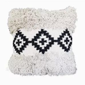 Embellish your living space by bringing in this contemporary style Accent Pillow Cover which showcases geometric printed details in the hues of black and white. Crafted from cotton, it will be a perfect addition to your place.