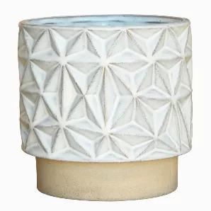 Add a bold statement and dimension to your home, garden, or patio with this cachepot. These are crafted from ceramic in a white finish with a geometric pattern that adds a minimalist touch which gives modernity to space. It can be displayed with your favorite little plants and succulents indoors on a desk or shelf, or outdoors on a porch or patio.