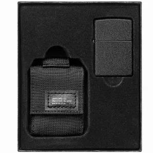Zippo Modular Pouch And Black Crackle Lighter - Black.      Uses standard lighter fluid<br>
Time-tested construction