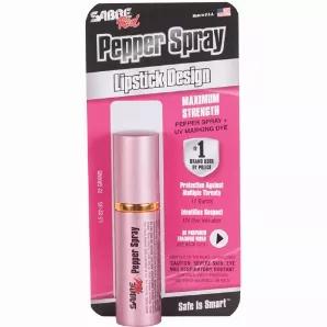 Sabre Red Pepper Spray 0.75 Oz Pink Lipstick               10-foot range<br>
12 bursts<br>
"Lipstick" cap helps prevent accidental discharge<br>
Powerful stream reduces blow-back