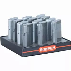 Ronson 12 Unit Display.          6 dark gray and 6 silver lighters                      