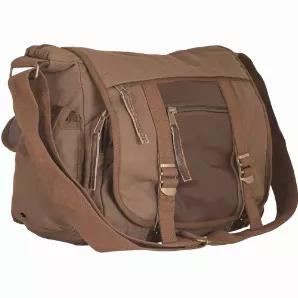 Deluxe Concealed-Carry Messenger Bag - Vintage Olive Brown.   Durable cotton canvas construction with genuine leather trim<br>
• 1 main compartment with zippered closure featuring an open-top electronic tablet sleeve pocket and zippered accessory pocket<br>
Back panel concealed-carry pocket with magnetic snap closures for rapid access<br>
Front flap features a zippered pocket and slide-clip buckle closures<br>
2 additional pockets under flap; 1 with zippered closure and 1 with storm flap & mag