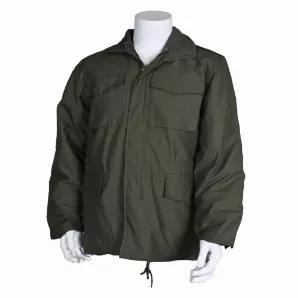 M65 Field Jacket With Liner - Olive Drab - 5XL          65% polyester / 35% cotton water repellent shell<br>
Deluxe 100% polyester, fiberfill button-in liner (not shown)<br>
Heavy duty #10 zipper w/ rugged fabric matching pull cord<br>
Full snap-down storm flap over zipper to protect from external elements<br>
2 bellowed chest pockets & 2 lower waist pockets w/ snap down closure<br>
Shoulder epaulets<br>
Adjustable hook & loop cuffs<br>
Brass-zippered concealed hood (not shown)<br>
Gusseted uppe