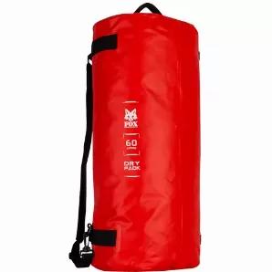 60 Liter Duffle-Rucksack Waterproof Zipper  840D - Red. Capacity: 60 Liters / 3,661 Cu.In.<br>
Size: 24" x 12" x 13.5"<br>
Material: 840 D Nylon w/ double sided TPU coating<br>
Closure Type: Airtight waterproof zipper<br>
100% PVC free<br>
Two attachable shoulder straps<br>
Adjustable padded shoulder straps<br>
Carry handles on top and bottom   
