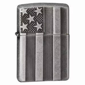 Zippo American Flag - Armor Antique Silver Plate           Uses standard lighter fluid<br>
Time-tested construction              