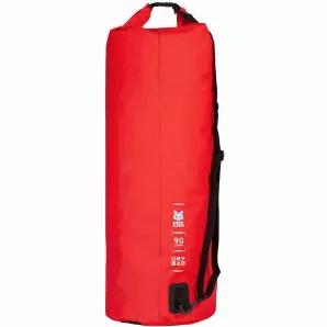 90 Liter Super Heavy Weight Dry Bag - Red.          Capacity: 90 Liters / 5,492 Cu.In.<br>
90 Liter: Height : 45" | Diameter: 13.25"<br>

Material: 500 D Waterproof PVC<br>
Closure Type: Roll top with webbing<br>
Welded waterproof seams<br>
D-Ring for easy attachment<br>
One removable shoulder strap   