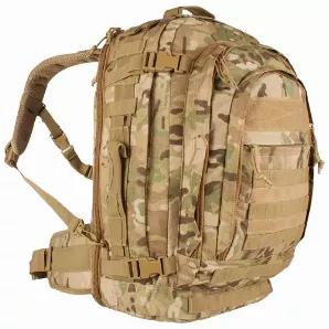 Jumbo Modular Field Pack - Multicam                   Capacity : 61 Liters / 3,744 Cu.In<br>
Compartments : 4<br>
Pockets : 7 Internal / 1 External<br>
Made of Extra Heavy-Weight 600 Denier Material<br>
Main & secondary compartments with dual mesh pockets<br>
Main compartment w/ large open-top pocket & cinch straps<br>
Front compartment with a multitude of accessory pockets<br>
Quad side compression straps<br>
Dual hydration ports<br>
2 side web handles & 1 top web handle<br>
Modular attachment 