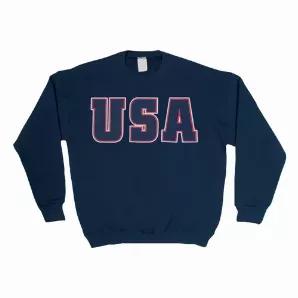 USA Flag Crewneck Sweatshirt Navy - 3XL             