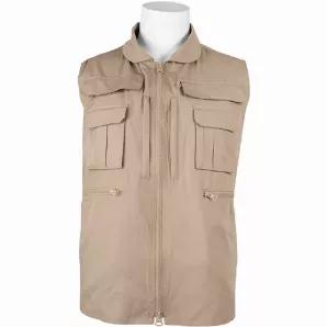 Viper Concealed Carry Vest Khaki - Large.   55% cotton, 45% polyester construction<br>
Front face of vest features 10 well-placed pockets: 4 flap-top pockets (1 with added zip closure), 2 pockets with zippered closure, 2 side hand-warmer pockets, 2 rapid access C.C. side entry pockets<br>
Heavy duty 2-way zipper allows for proper adjustment whether sitting or standing<br>
2 large inner concealed carry pockets; one on each side, makes it suitable for right and left handers<br>
2 inner magazine po
