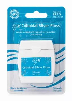 Only colloidal silver floss on market. Clinically proven to remove 99.9% of bacteria.Waxed for easy access between teeth