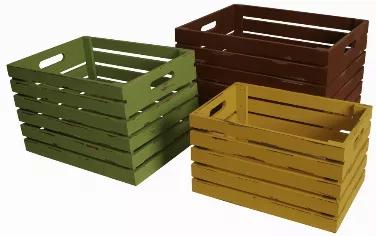 Set Of 3 Distressed Wood Crates
