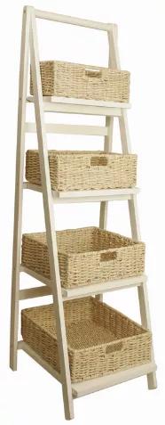 Complete your décor with our Whitewash Wood Ladder w/Woven Seagrass Baskets. Add a unique rustic touch to your home. Our wall ladder is great for storing small knick-knacks, but offers an awe-inspiring decorative accent. Use this storage ladder in your bathroom to create stylish organization for towels, soap, candles, tissues, lotion and accessories. Or use as an attractive way to display your books, jewelry and other small objects. Perfect for anywhere around the house!