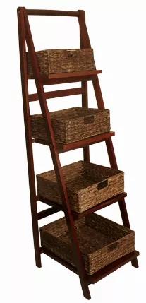 Complete your D?cor with our Brown Wood Ladder w/Woven Seagrass Baskets. Add a unique rustic touch to your home. Our wall ladder is great for storing small knick-knacks, but offers an awe-inspiring D?corative accent. Use this storage ladder in your bathroom to create stylish organization for towels, soap, candles, tissues, lotion and accessories. Or use as an attractive way to display your books, jewelry and other small objects. Perfect for anywhere around the house!