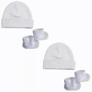 <p>This Bambini Infant Cap and Booties Set is a cute little set to give as a gift to any expecting mother. Be the one to stand out at the baby shower by getting her this set. Everyone else will be getting her the more "common" gifts, but she'll be grateful that you thought of this, because every little baby needs a cap and booties. <br> 100% Cotton 1x1 Rib Knit<br> One Size Only<br> 2 Per Pack</p><br>
