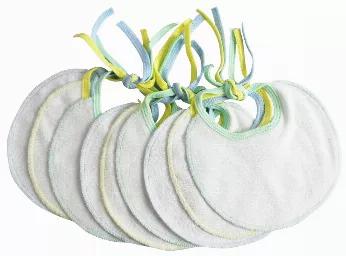 <p>These Bambini Infant Drool Bibs are, without a doubt, one of the biggest necessities of raising a baby. They are going to be a little drool machine, spill machine, and spit-up machine- so why not be prepared with this 9-pack of bibs?<br>2-Ply Terry<br>Tied Closures<br>Colors: White with Aqua, Blue, Yellow Trim<br>Size: 6 1/4 long x 6 3/4 wide<br>9 Per Pack</p><br>