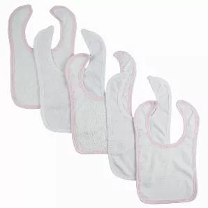<p>These Bambini Infant Drool Bibs are, without a doubt, one of the biggest necessities of raising a baby boy. He is going to be a little drool machine, spill machine, and spit-up machine- so why not be prepared with this 5-pack of bibs?<br>Hook and loop self fasteners closure<br>Size: 12 1/4 long x 7 1/2 wide<br>5 Per Pack</p><br>