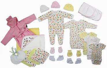 <p>Bambini layette set perfect for any newborn baby made from soft and cozy cotton baby clothes keeping the little ones comfortable. This set makes the perfect baby shower present for any soon-to-be momma!<br> Made From Soft Cotton Fabric for Comfort and Breathability<br> Expandable Shoulder Neckline to Help Pull Garment Over Baby's Head Much More Easily<br> Bottom Snap Closure Is Conveniently Positioned in the Front for Fast Changing<br> Ribbed Leg Opening Makes for a Perfect Fit<br> Machine Wa