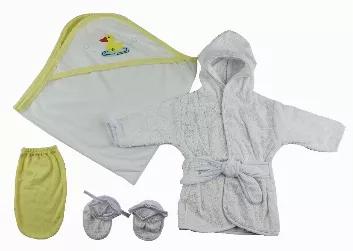 <p>Bambini Bath Set perfect for any newborn baby made from soft and cozy cotton baby clothes keeping the little ones comfortable. This set makes the perfect baby shower present for any soon-to-be momma!<br> Made From Soft Cotton Fabric for Comfort and Breathability<br> Machine Wash/tumble Dry</p><br><p>Set Includes:<br>Terry Hooded Towel With Screen Prints (80% Cotton / 20% Polyester)<br></p><br>